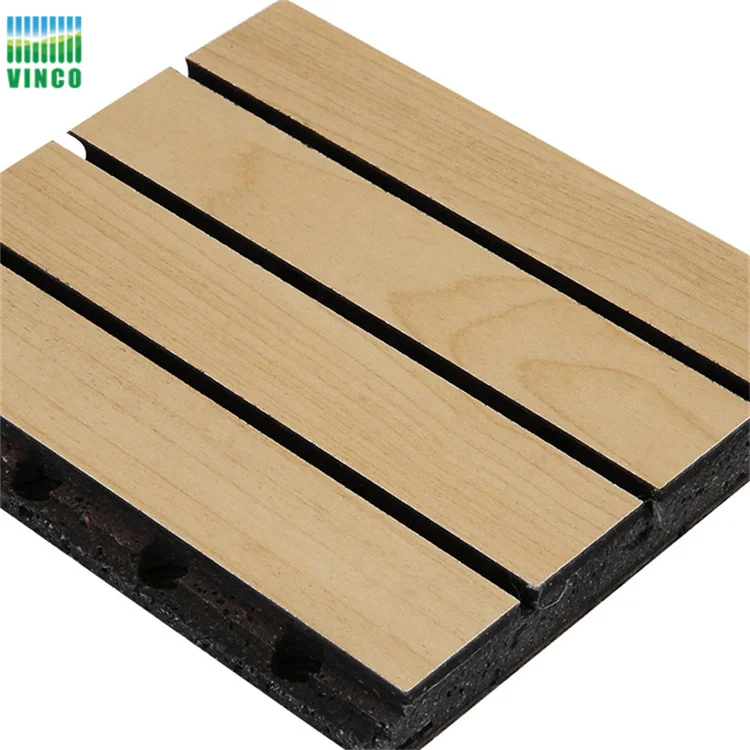 Vinco Factory soundproof and sound absorbing slotted wood wall panels grooved wooden acoustic panel