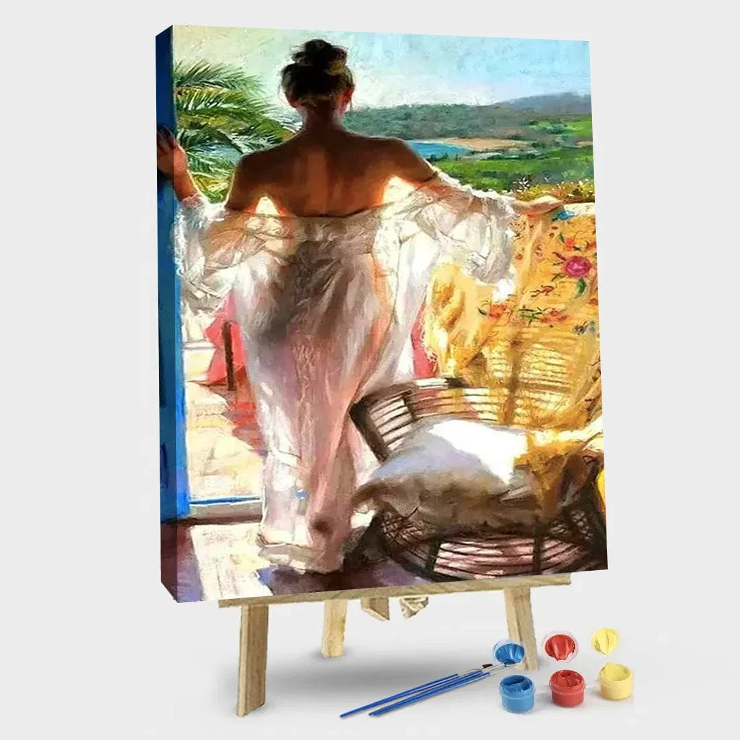 Sexy Women Near the Window DIY Painting by Numbers Canvas Oil Painting Kit for Kids & Adults Drop Shipping