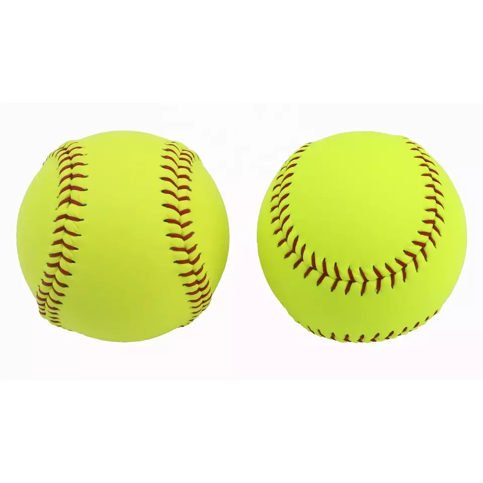 Factory Price  High Quality Outdoor Sports Official Yellow Leather Baseball Custom Logo 12 inch Training Softball