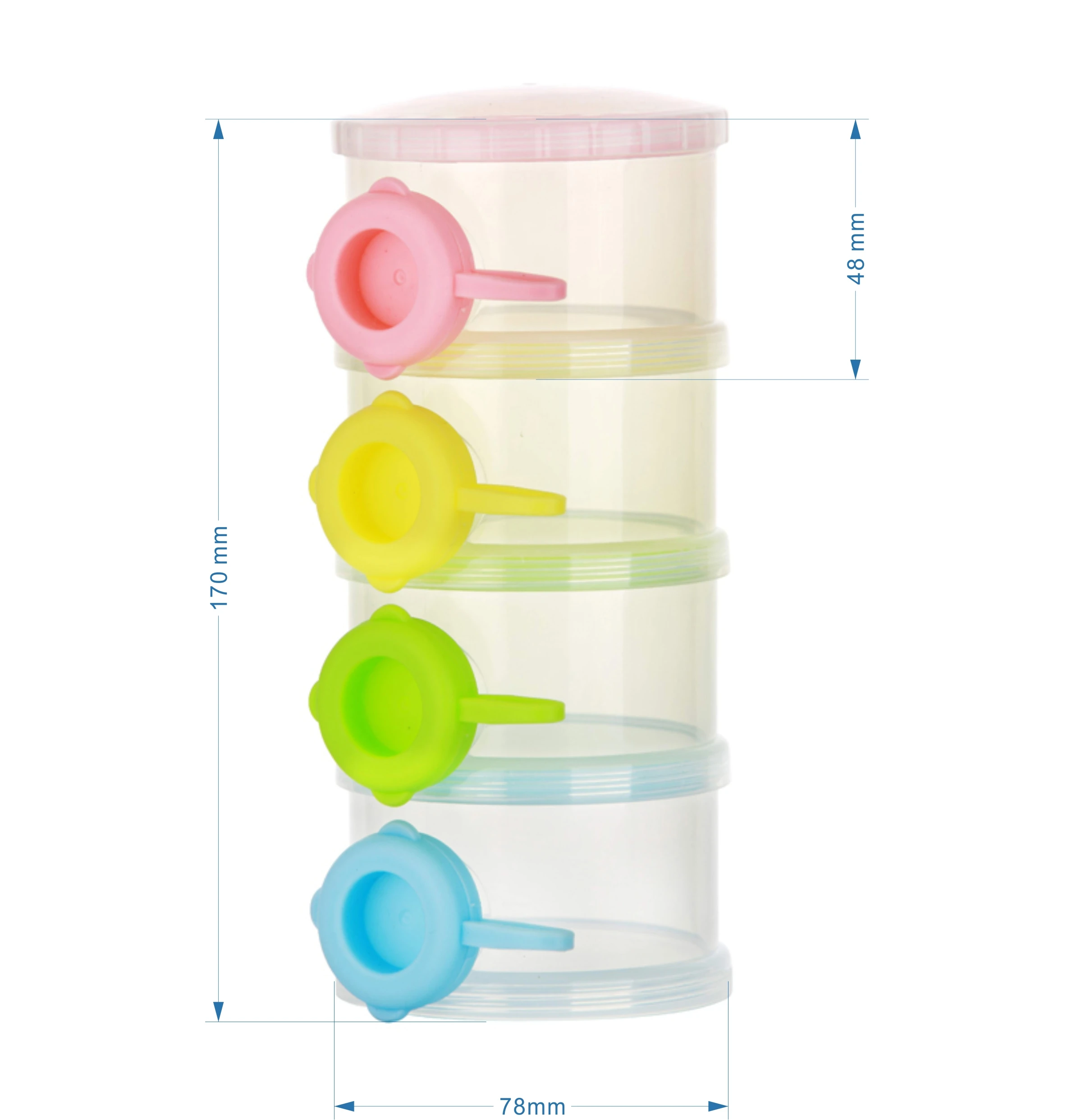 Factory Wholesale Oem/odm 3 Cells Side Opening Pp Container Divided Box Lid Bpa Free Custom Plastic Baby Milk Powder Dispenser