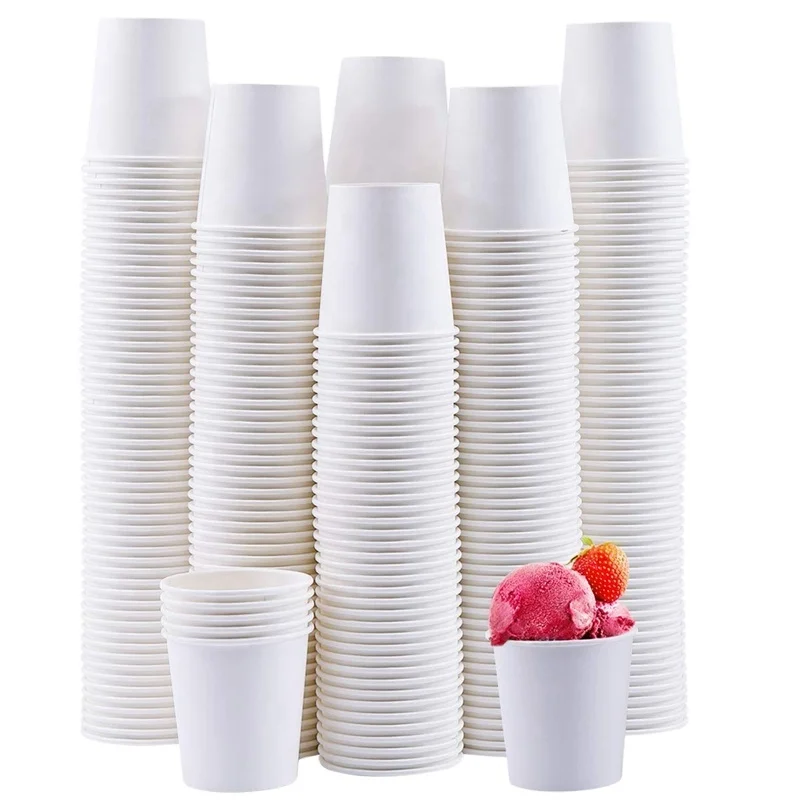 4 oz White Paper Cups Small Disposable Bathroom Espresso Mouthwash Cups
