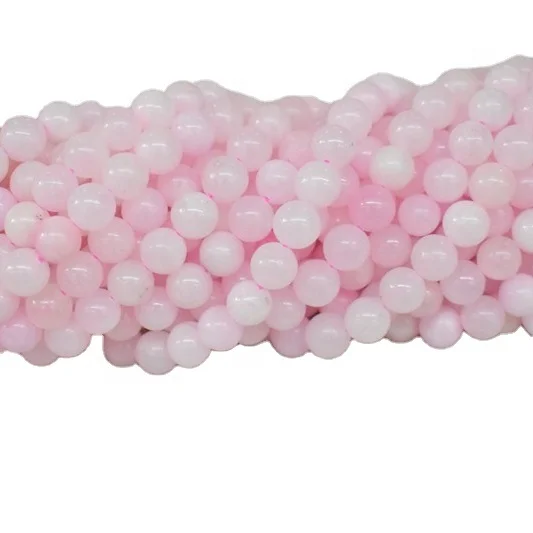 Natural Smooth Charm Gemstone Pink Mangano Calcite 6 8 10mm Round Loose Stone Beads For Jewelry Making