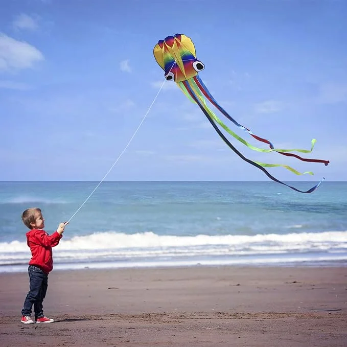 Hot Sale 3D Beautiful Large Giant Octopus Kites with Kite String For Adults Kids Easy To Fly Outdoor Park Beach Game Kite