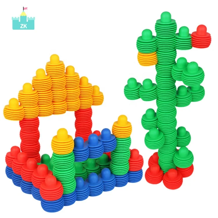 240pcs Soft Material Building Blocks Sets Elastic Plastic Pagoda Diy Interlocking Educational Plastic Toys