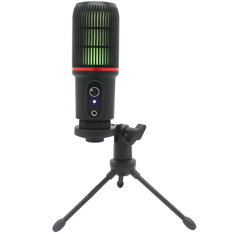 Новая сетка железная Дизайн USB низкий уровень шума конденсатор настольный микрофон с многоцветным RGB эффектом