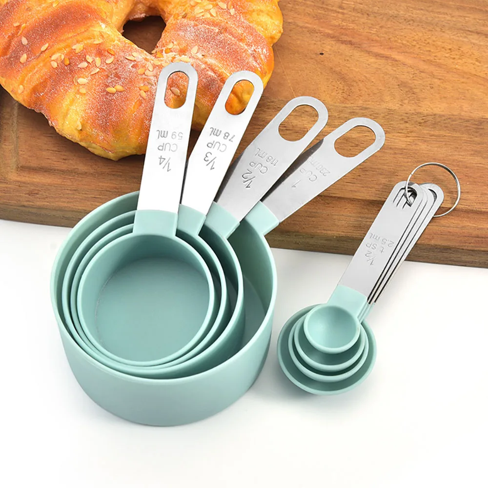 
Wholesale kitchen tool plastic cup and spoonc coffee measuring spoon bakes stainless steel 8pcs measuring cups and spoons 