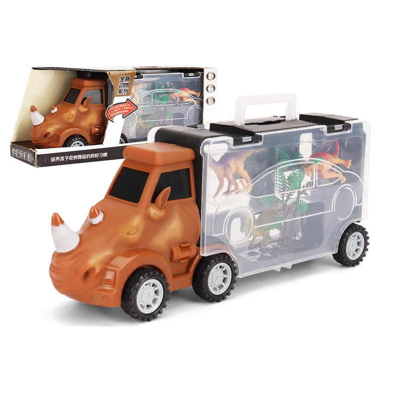 Портативная детская машинка-динозавр с 4 мини-динозаврами и двумя деревьями K1