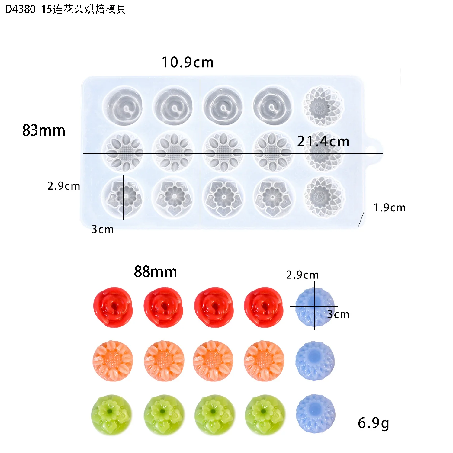 Wholesale Crystal Clear Epoxy Resin Kit 15 Holes Flower Cake Mold Resistant Chocolate Mold