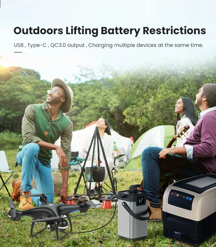 Quick Charge Support Flashing light 50000mah 18650 Lithium Battery camping power storage station