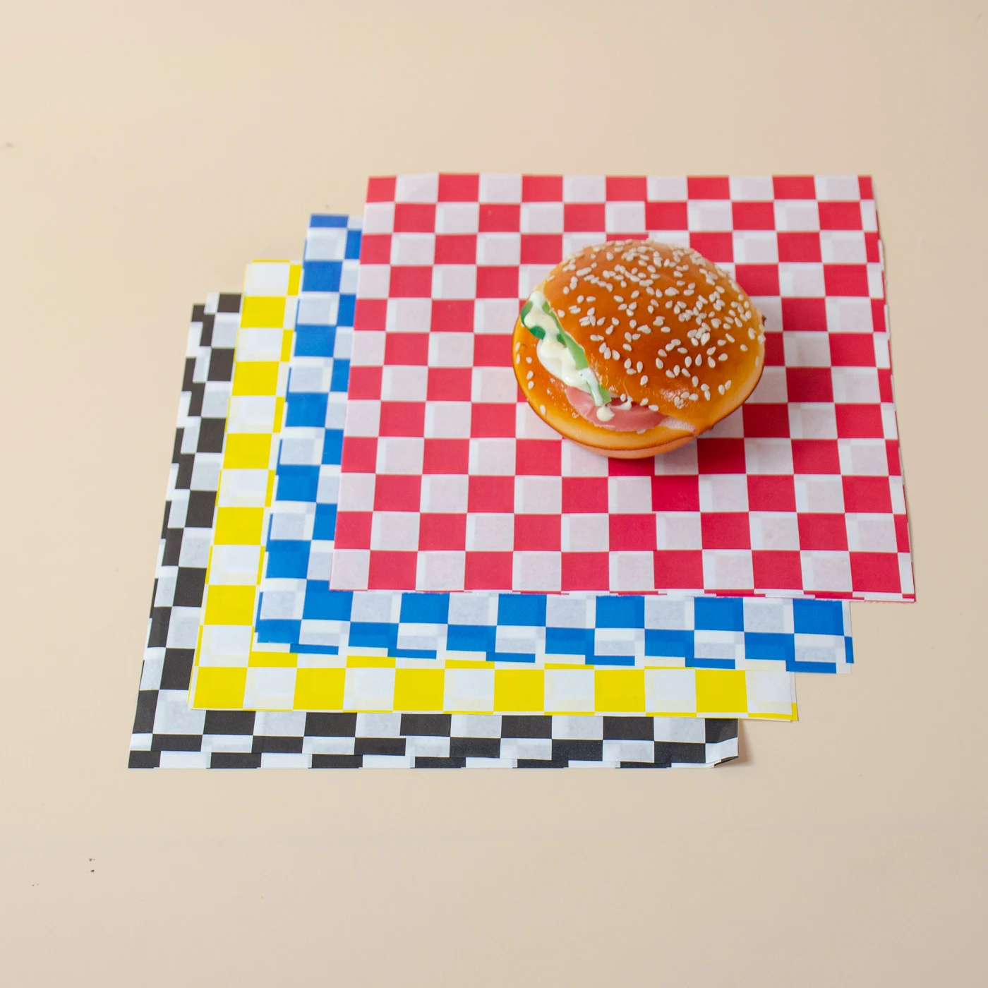 Black check deli butter sandwich paper wrapped for food wrapping