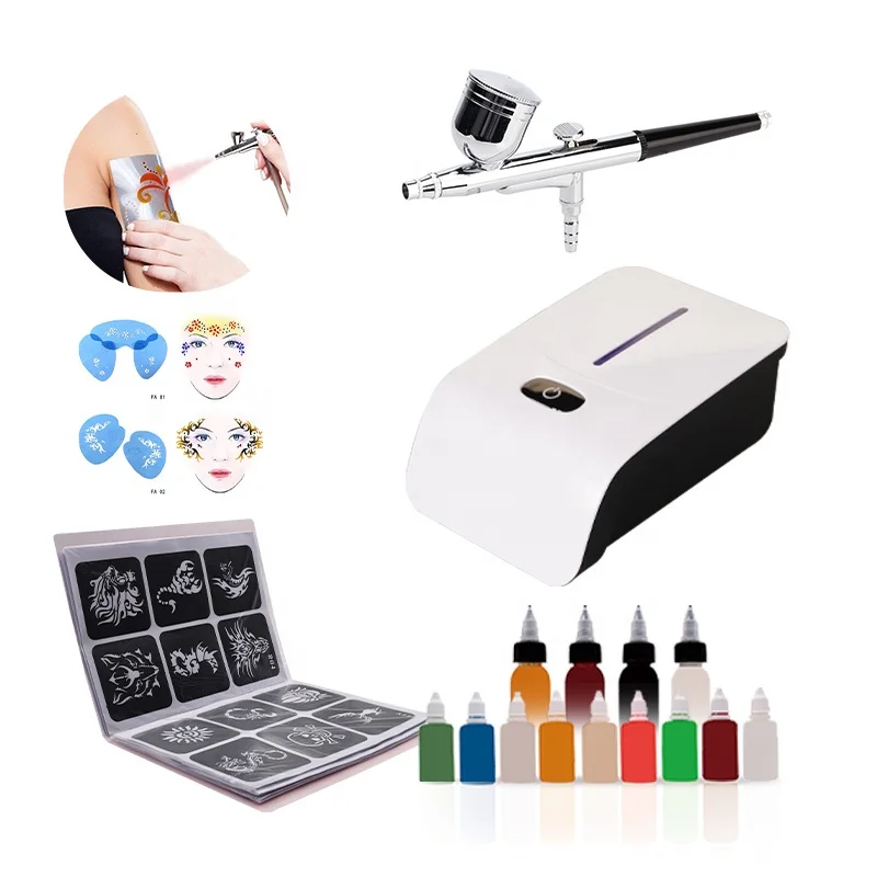 6pcs Black Light Glow Airbrush Makeup Kit Fluorescent Body Face Painting for Halloween Black Light Body Painting