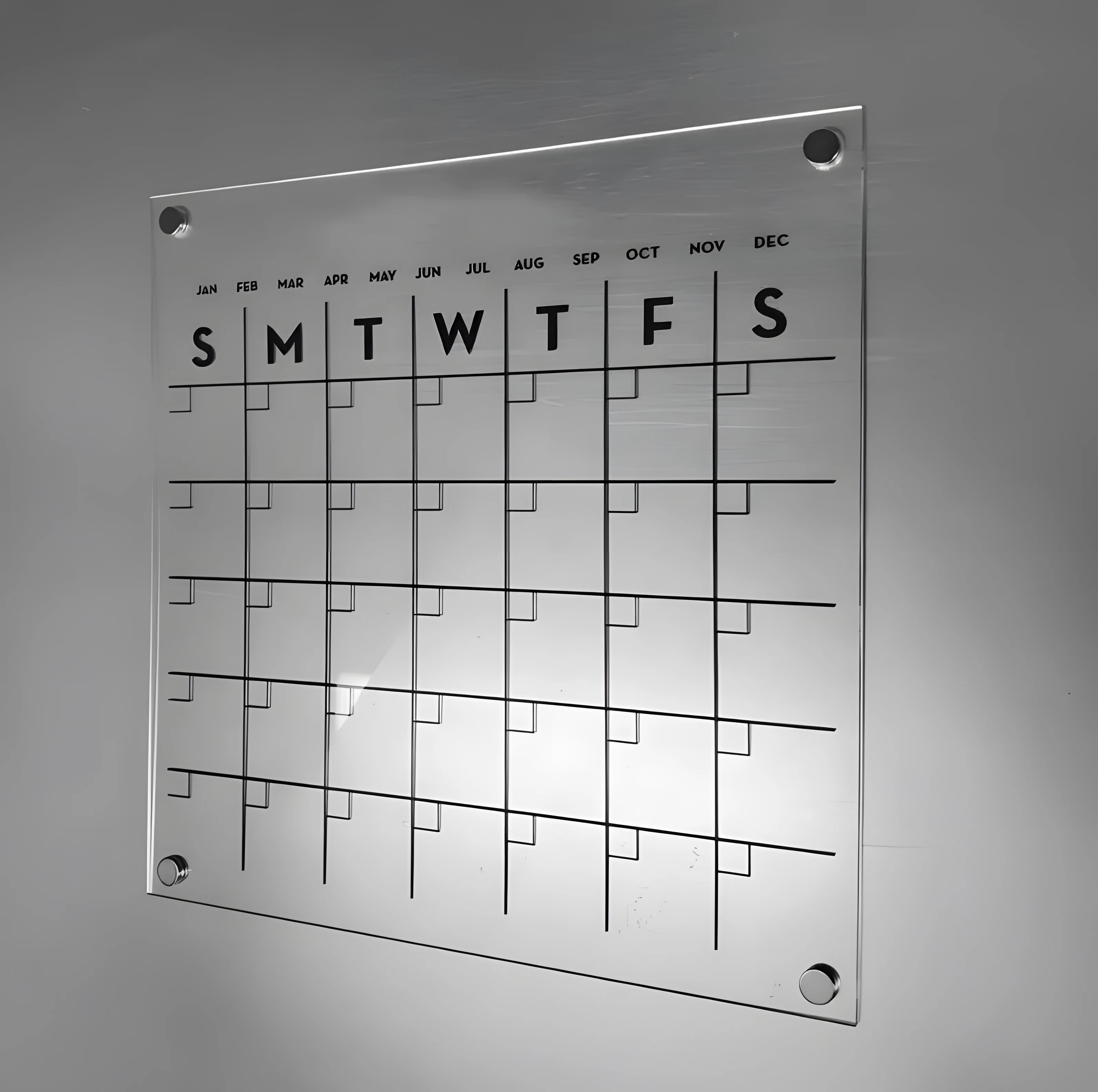 Custom Monthly Magnetic White Board monthly weekly Transparent Acrylic whiteboard acrylic Personalized Planner Fridge Calendar