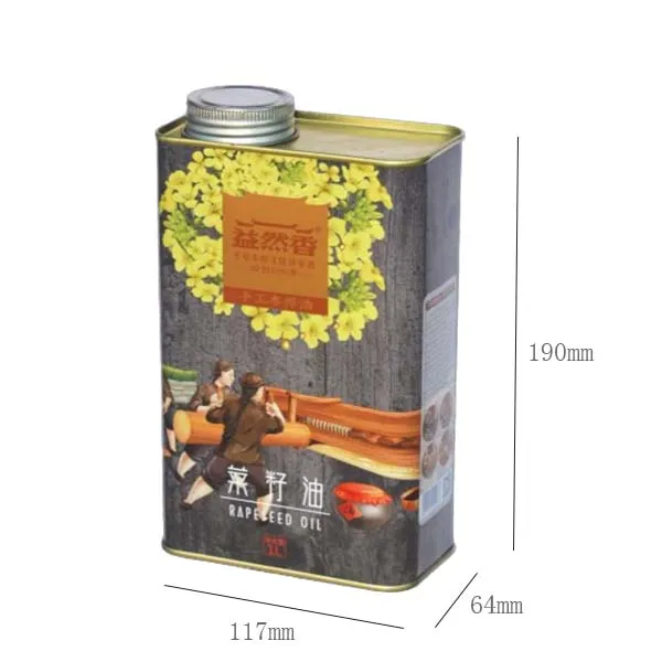 L117* W64*270mm 1.5 Liter Empty printed Tinplate Cans for Edible Oil Packaging Metal Tin Can for Olive Oil
