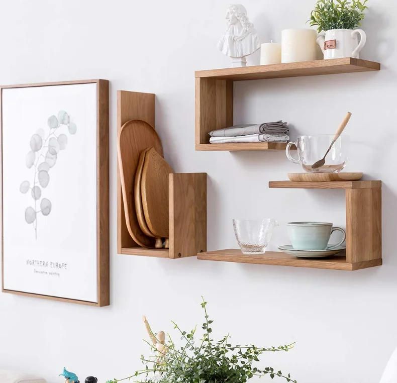 Wall Mounted Oak Wood Floating Shelf Wooden Floating Wall Shelf