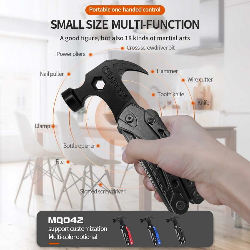 Spot multifunctional tool hammer pliers outdoor survival camping mini claw hammer