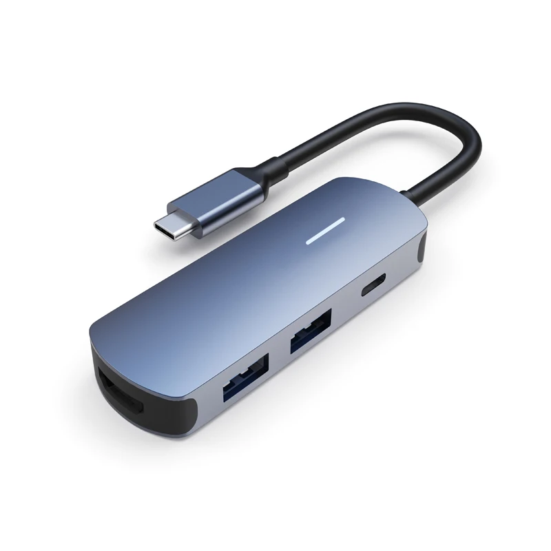 4k hdmi2.0 Hub Type-C 3.1 Usb 4 Port Computer 100W Charging Aluminum Usb C 4K Hub Usb Hub 3.0 C 2 Ports Rj45