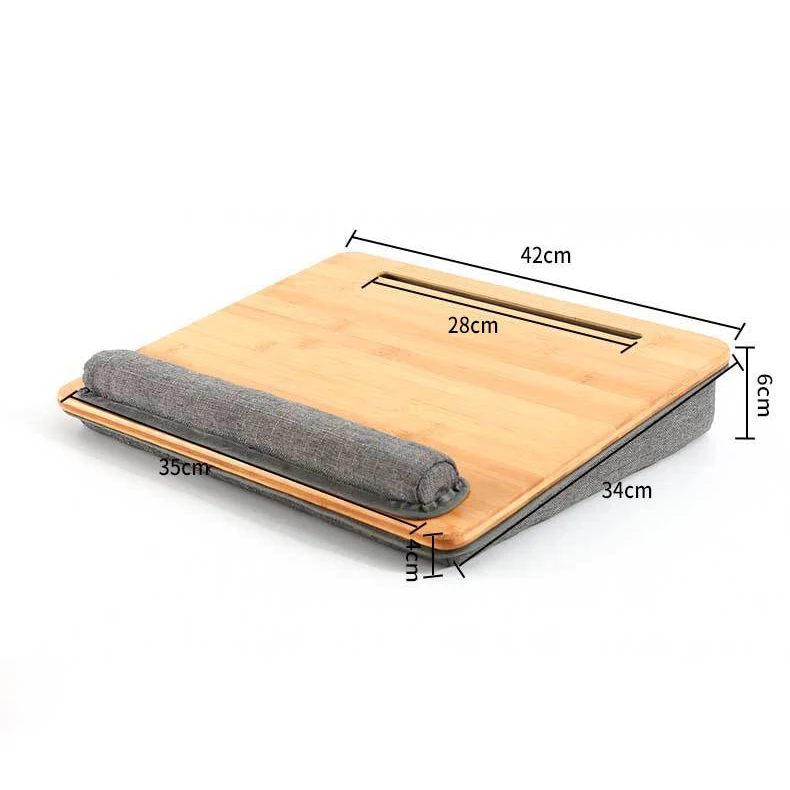 New design portable laptop bed desk with cushion bamboo computer table phone pad holder for study working