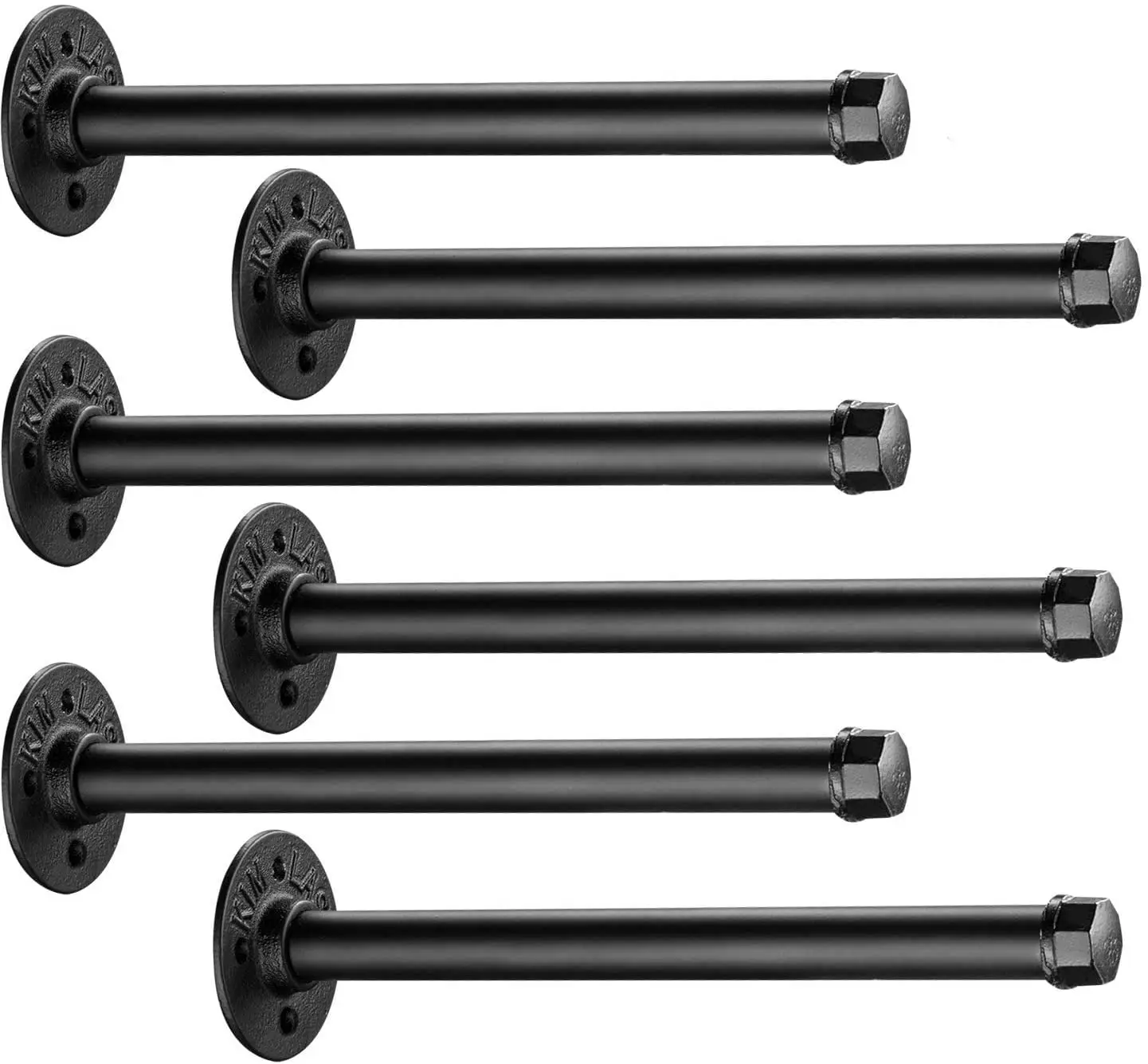 Black pipe bracket supporting antique metal steel floating installation cast iron industrial DIY shelf pipe wall bracket