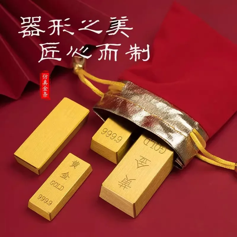 Wholesale Custom Printed Solid Brass Antiqued Metal Handicraft 999 Gold Bar Simulation Copper Bullion Pin Format Antique Style