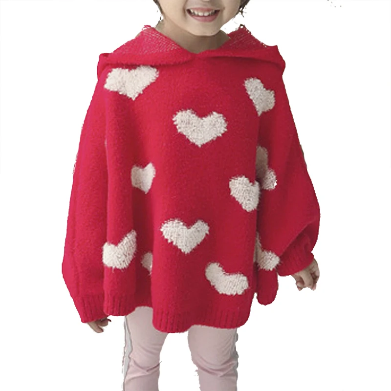 
spring autumn knitted clothing warm casual baby girls pullover sweater poncho design 