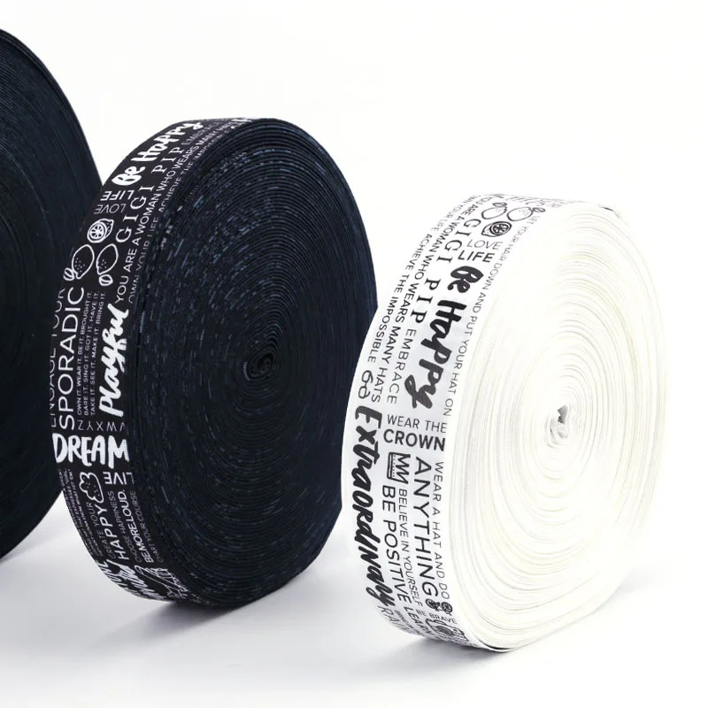 Polyester ribbon elastic lace ink printing paste printed word LOGO waist webbing
