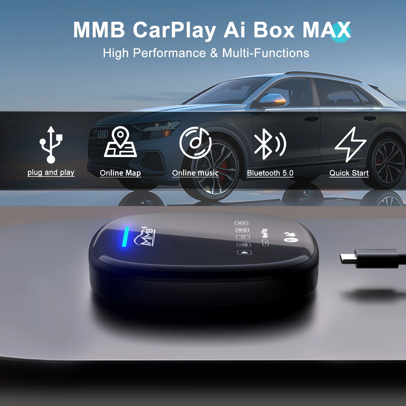 Portable Carplay Wireless Adapter Magic Box Support HD YouTube Car Google Play Store Android Auto Multimedia AI Box Carplay