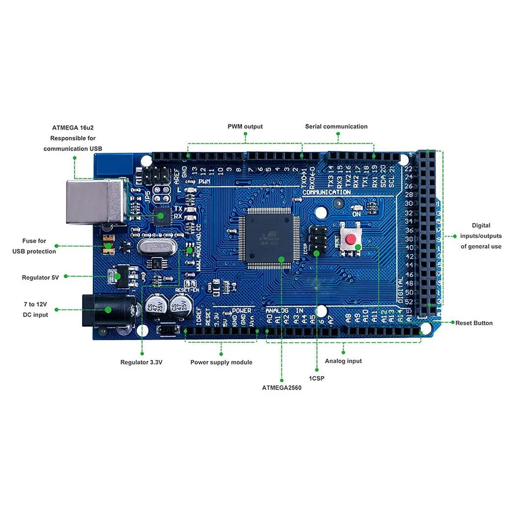 hot sale MEGA R3 Board Atmega 2560 + USB Cable Compatible with Arduino IDE