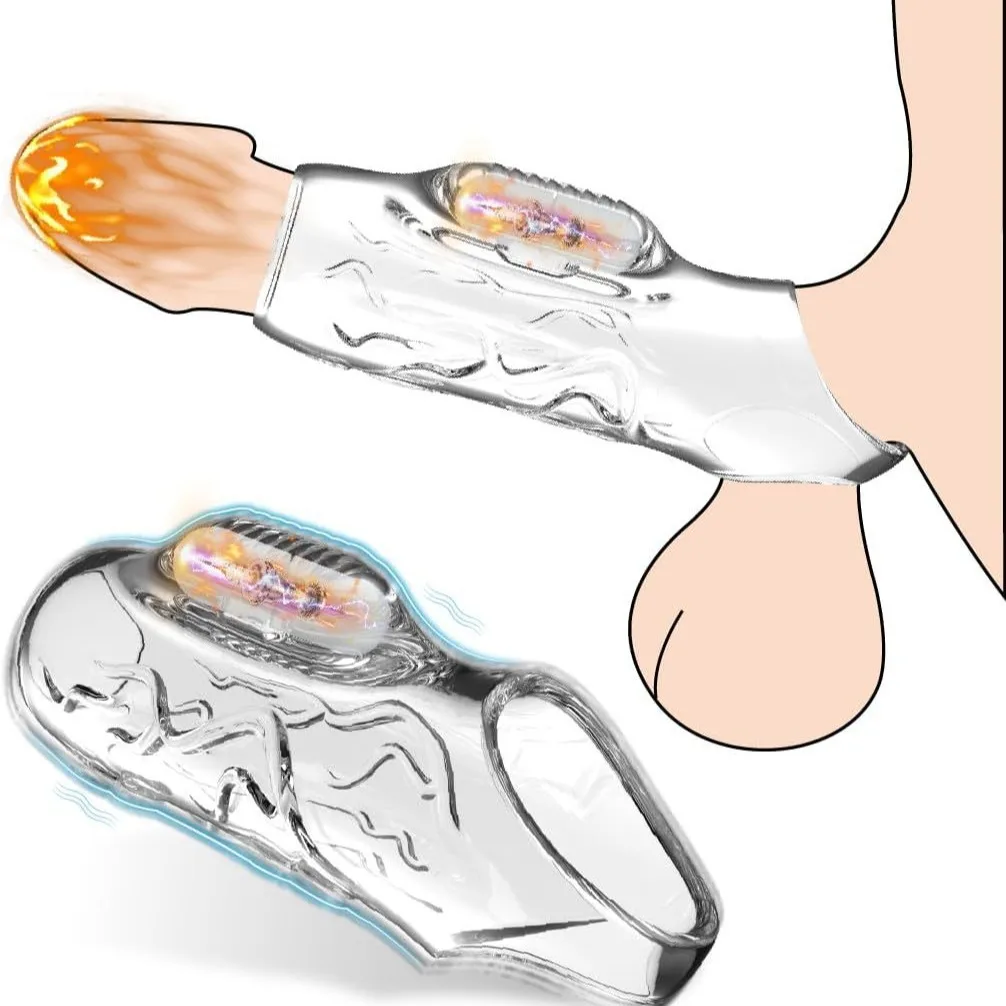 Vibrating Condoms Enlargement Sex Toys For Men Reusable Condoms Dildo Vibrator Penis Ring Sleeve Adult Sex Toy for Couples
