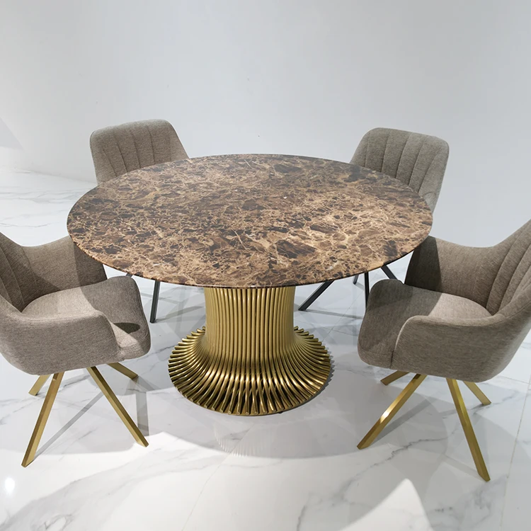 Competitive Price Rotating Chinese Dining Table Classic Round Marble Dining Table Set
