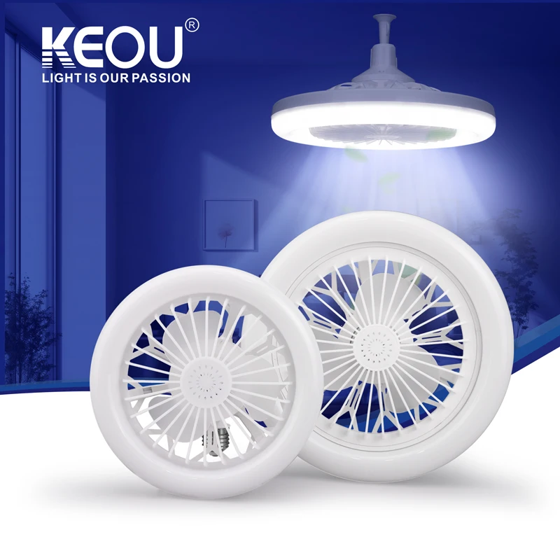 KEOU Remote Control Dimmable 3CCT E27 Socket 30W 50W Ceiling Fan Light
