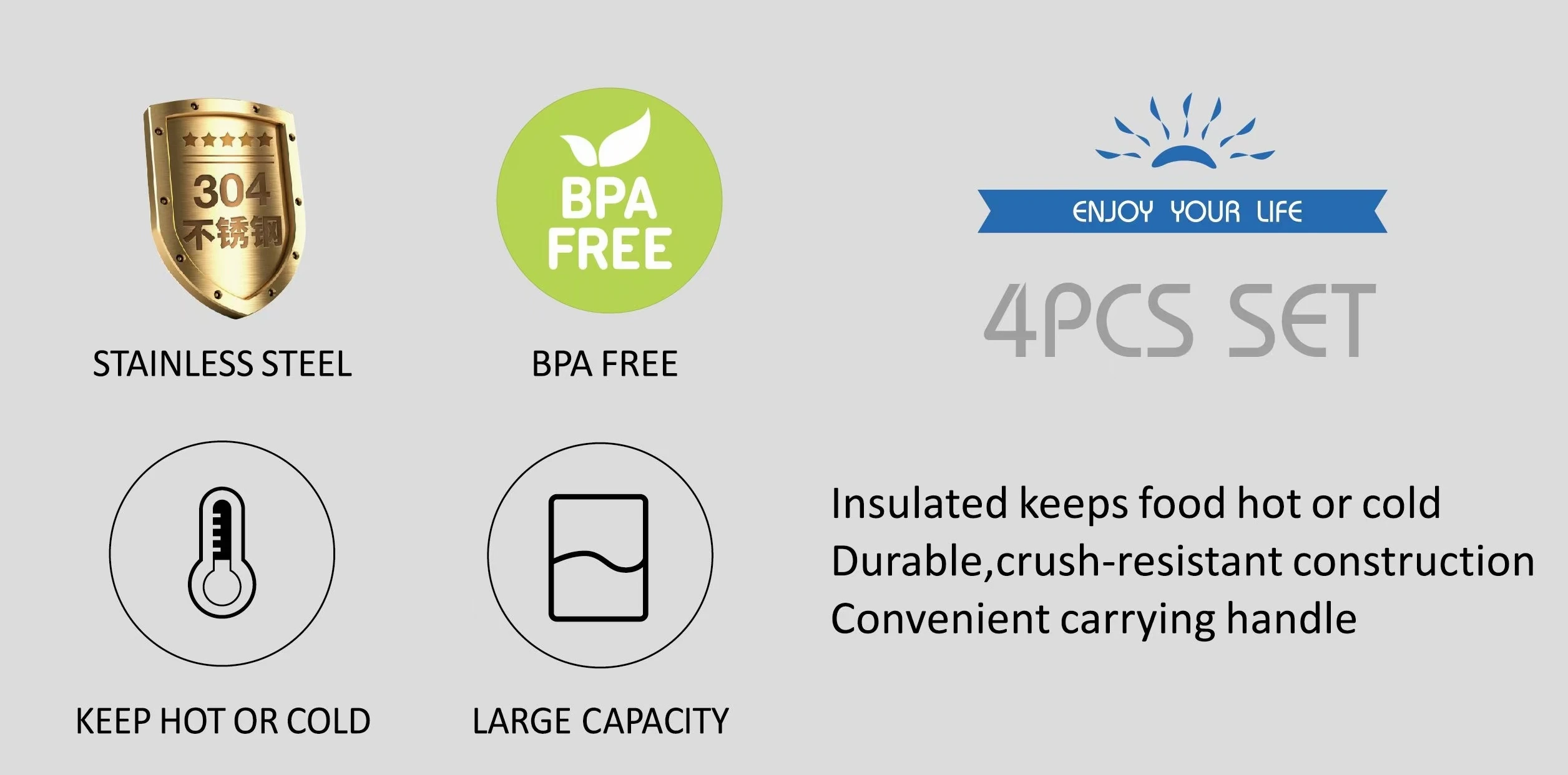 Factory Wholesale Plastic Thermos Vacuum Flask Milk Tea water cooler Jug food warmer container set