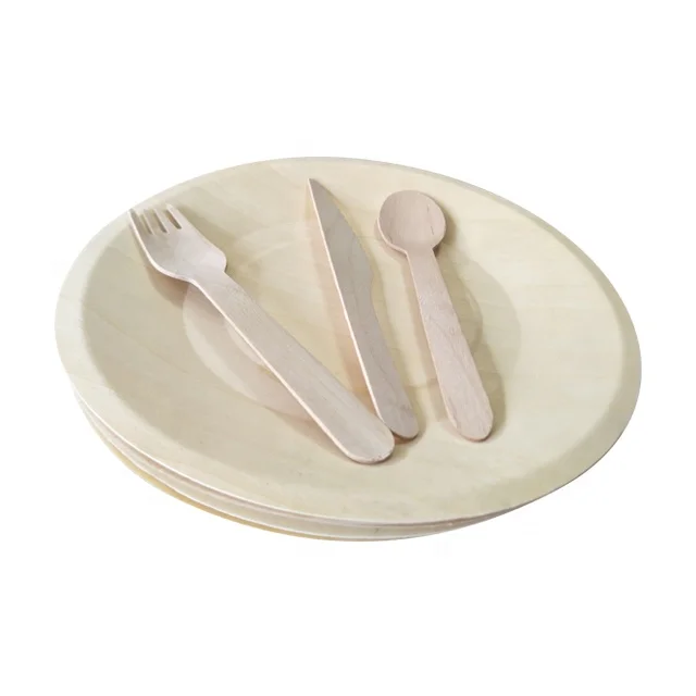 
Food grade bio natural wood tray 9inch round disposable wooden plate eco friendly 