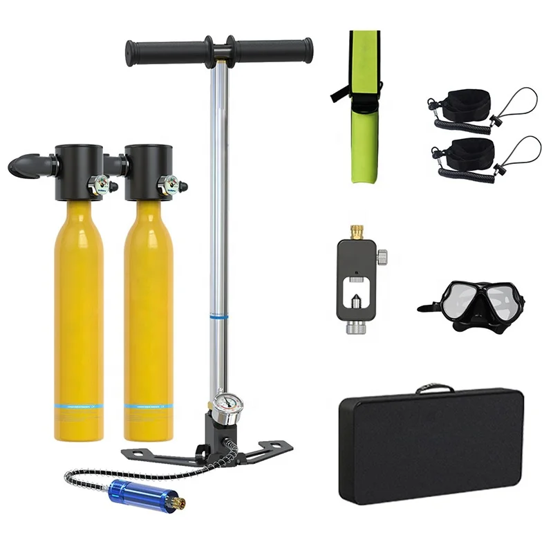 Inflatable Diving Cylinder 10-15 Minutes Portable 2* 0.5L Mini Scuba Diving Air Tank Reusable Oxygen Tank Diving With Mask