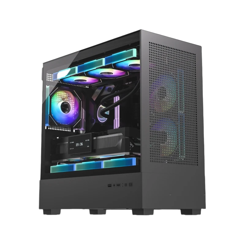 JNP новый стиль Matx Itx Tower шкаф из закаленного стекла геймер ПК Rgb 360 кулер для воды игровой кейс