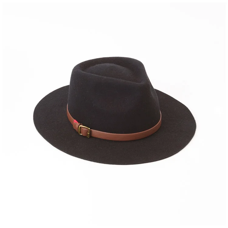 Suppliers Wool Ribbon Leather Band Wide Brim Fedora Hats For