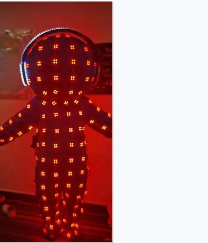 Big head Led  Illuminated Robot Suit Night Clubs LED Doll Costumes Ballroom Headphone Halloween Cosplay clothing