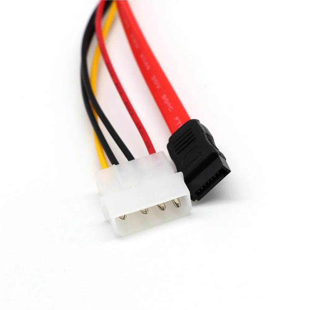 SATA 7+15 Pin 22Pin To SATA 7 Pin + 4Pin DE Power SATA ,Serial ATA III data and power combo cable for 3.5 inch hard drive