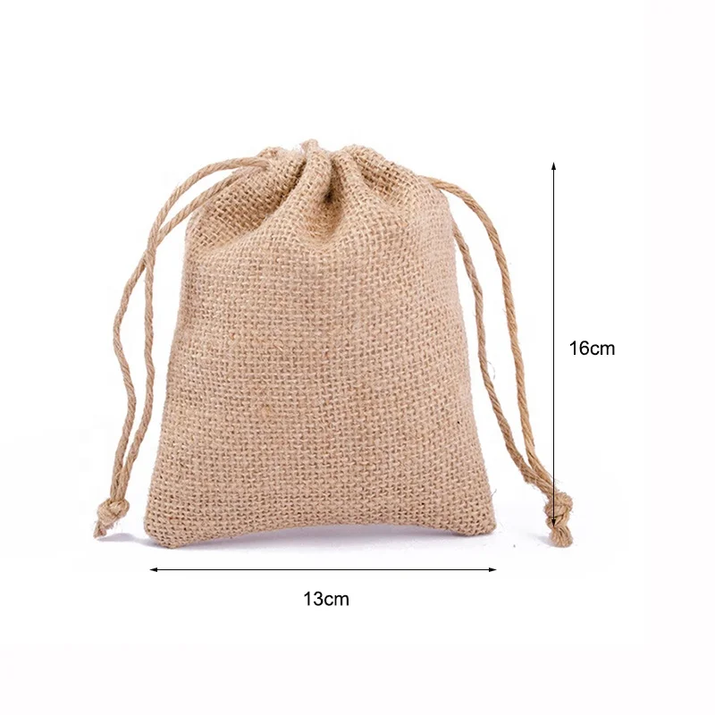 Wholesale Natural Hemp Gift Bags Drawstring Pouch Jute Burlap Drawstring Bags with String