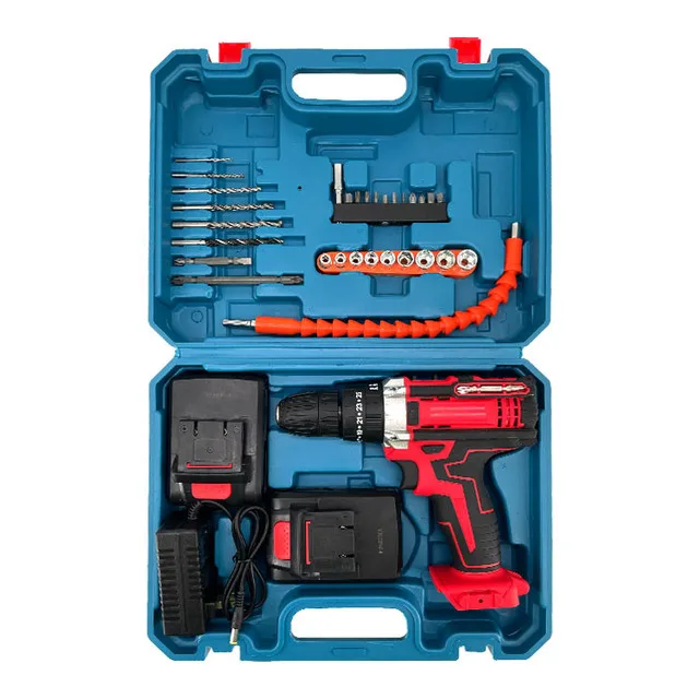 Impact Battery Cordless Drill Multi-function Power Drills Electric Screwdriver Set