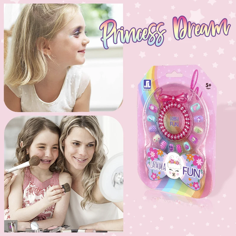 2023 Hot Customize Logo Best Hair Ring Colorful Nails Kids Kit Beauty Makeup Set Cosmetic Girls Toys Customize Logo In Small Moq