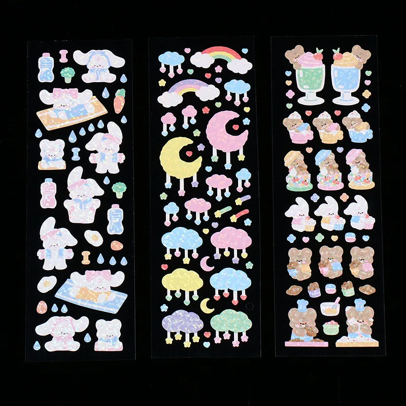 Wholesale K-pop custom printing  Lovely Journal Decoration holographic vinyl custom die cut sticker sheet