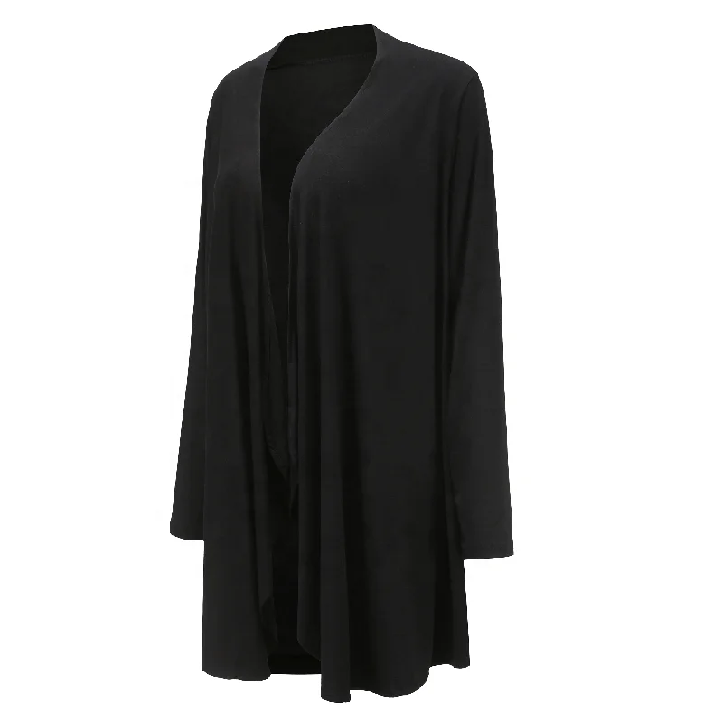 BAMBOO | Custom Plain Knee Length Jersey Cardigans Crinkled Premium Women Bamboo Shawl Wrap