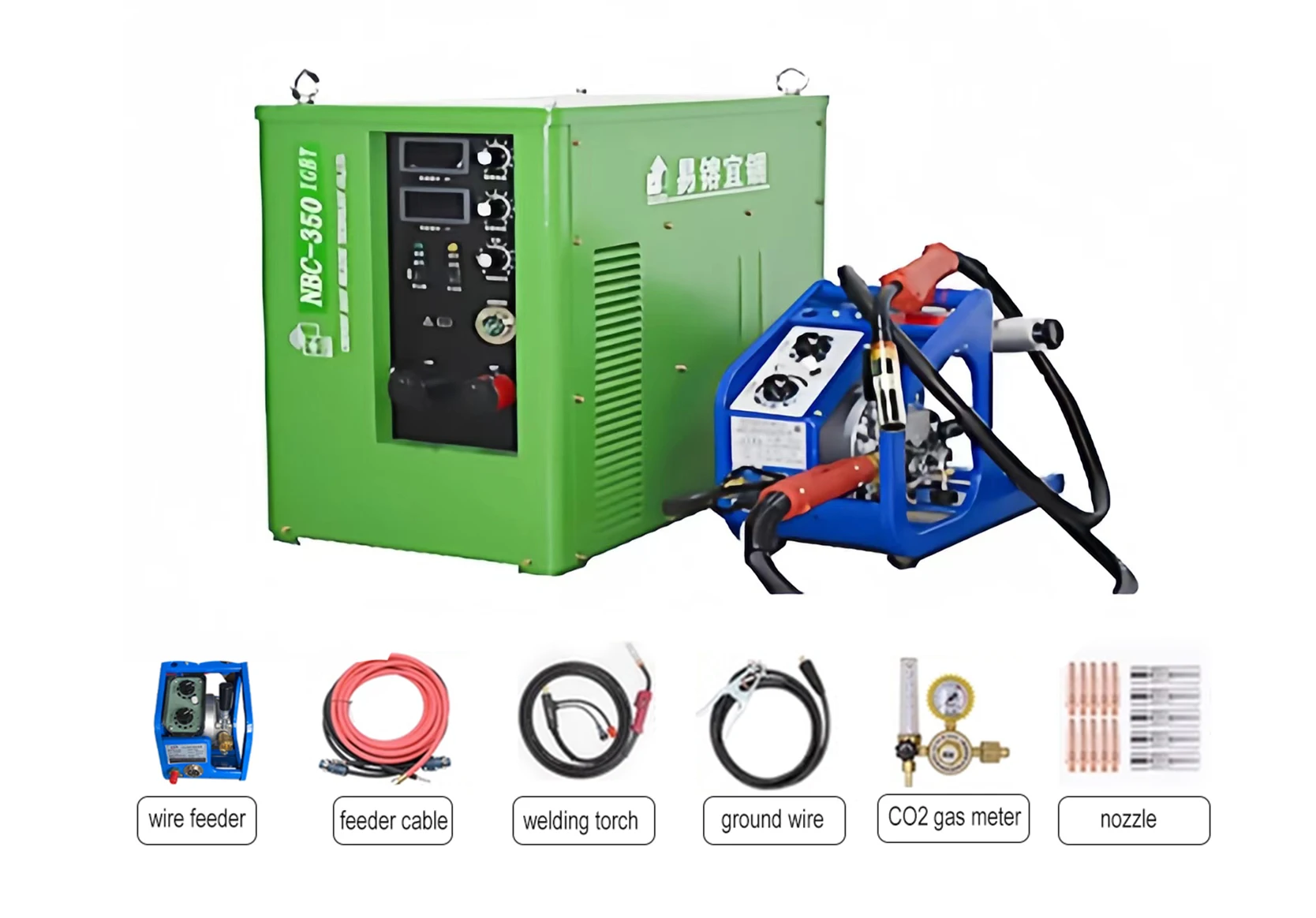 Industrial Grade Module IGBT CO2 Shield Welding Machine NBC 350 CO2 Welding Machine with Wire Feeder