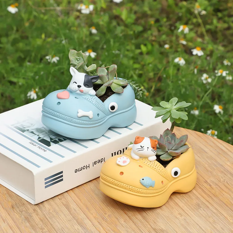 New fun Crocs resin succulent flower device desktop garden pot cartoon creative slipper flower pot