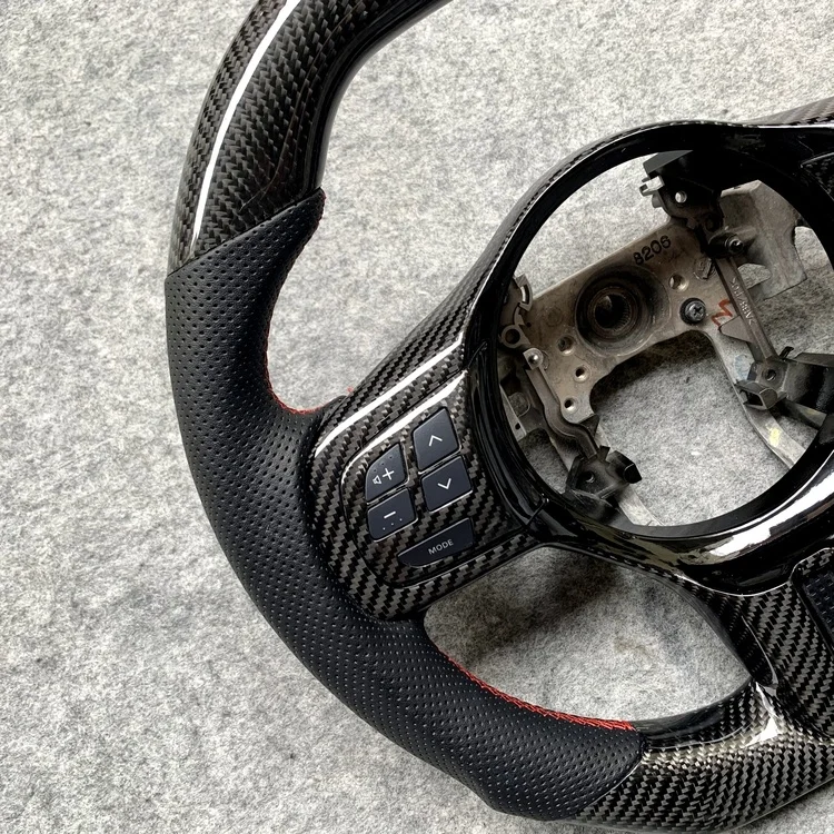 Factory price custom top flat bottom flat with perforated leather with carbon fiber steering wheel for Mitsubishi EVOX