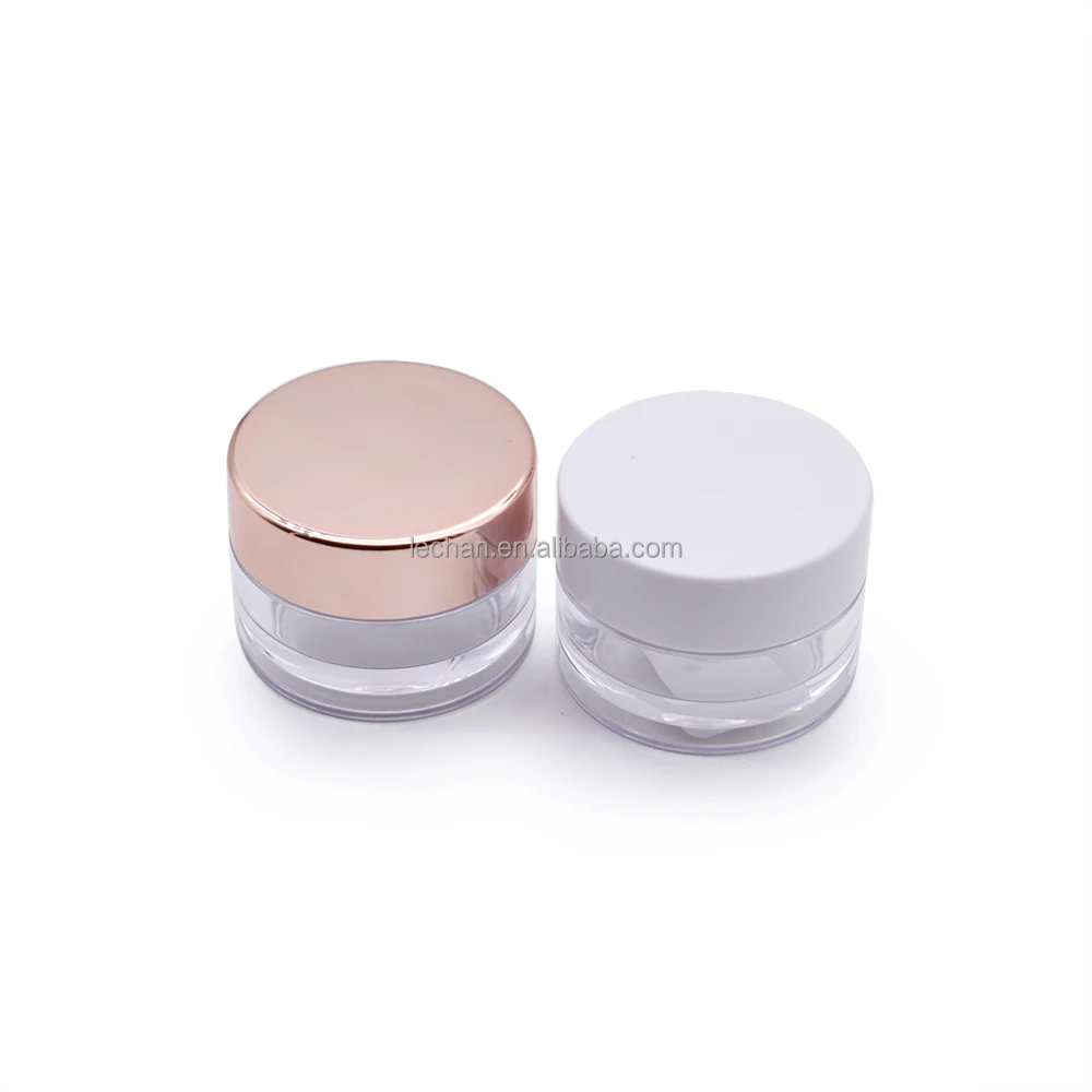 Stock 5g 10g 20g 1oz 4oz 8oz petg acrylic thicken bottom transparent empty cosmetic plastic jars with white lids