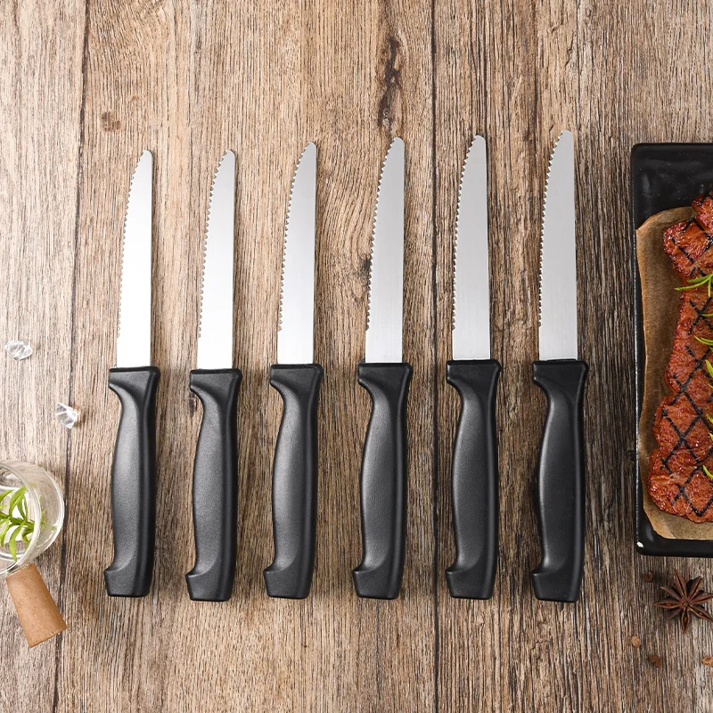 Factory Best Selling  4.5' Serrated Edge Blade Steak Table Knife Set for Cutting Beef Chicken Cutlet Vegetables