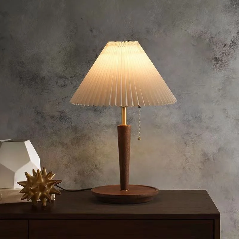 Modern Wood Fabric desk mushroom led table lamp for home decor hotel bedside Table Lamps luxury