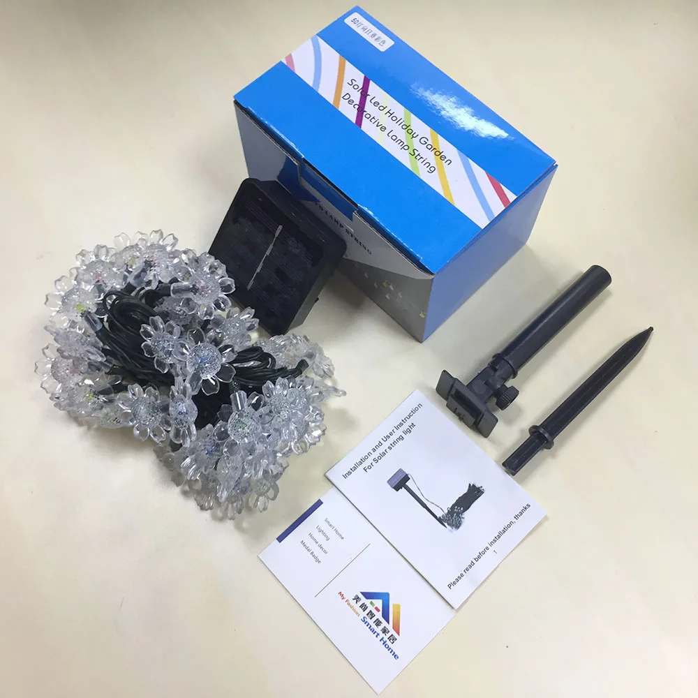 Lotus Flower IP65 Solar Lights Outdoor String Solar Led Christmas Lights