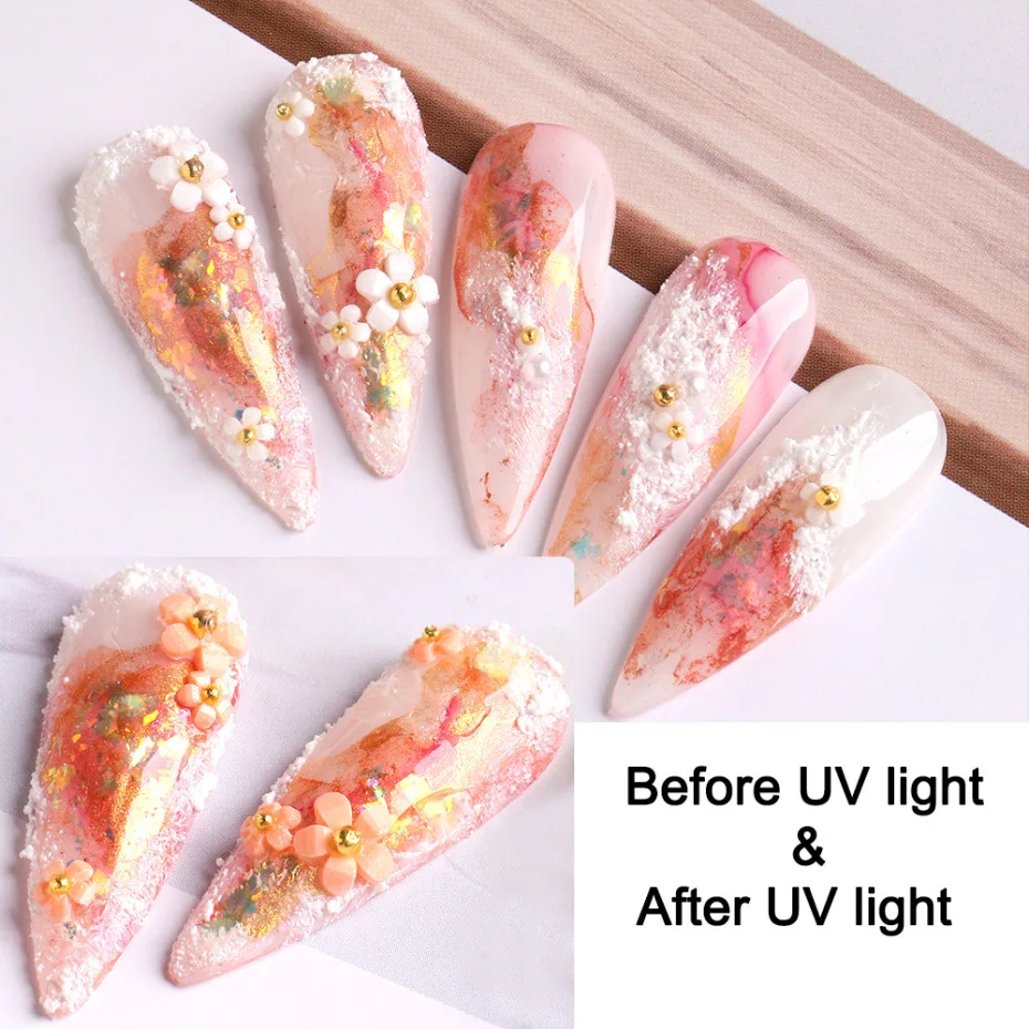 3D Nail Art White Pink Flowers Accessories Jewelry Mixed Gold Silver DIY Fingernail Decoration Manicure Design Nail Drill